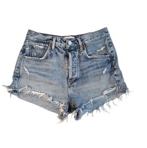AGOLDE JADEN DISTRESSED RAW HEM Hi-RISE SHORTS. SIZE 27.